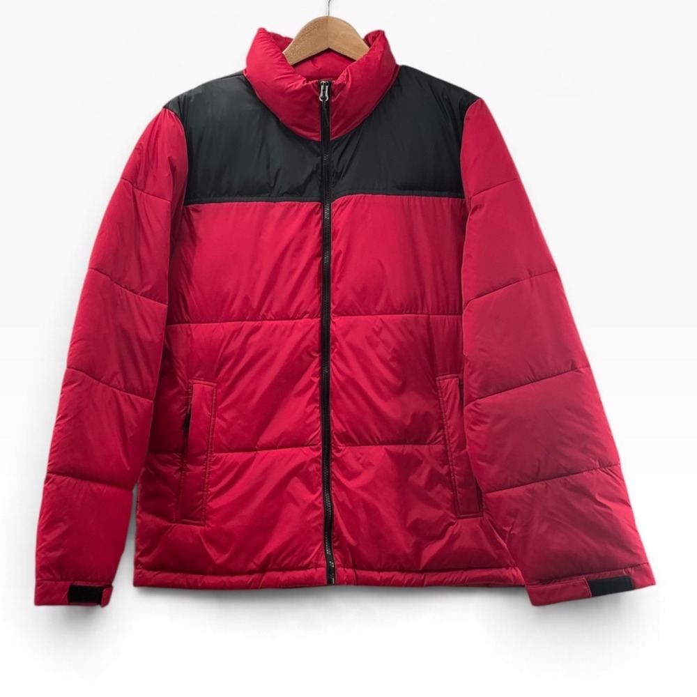 Club Room Mens Performance Puffer Jacket Red Black Water Resistant CR2MN104 M